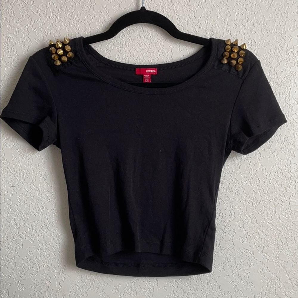 Gold Spike Shoulder Crop Top
